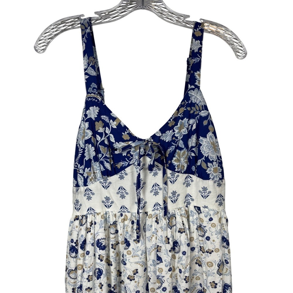 NWT BLU PEPPER Sz M Dress Maxi Sundress Blue Floral Tiered Corset Style Tie New